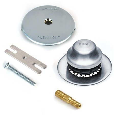 WATCO Univ. NuFit Foot Act. Bath Stopper w-Grid Strain, 1-Hole Overflow and Combo P, Kit, Chrome 48701-FA-CP-G